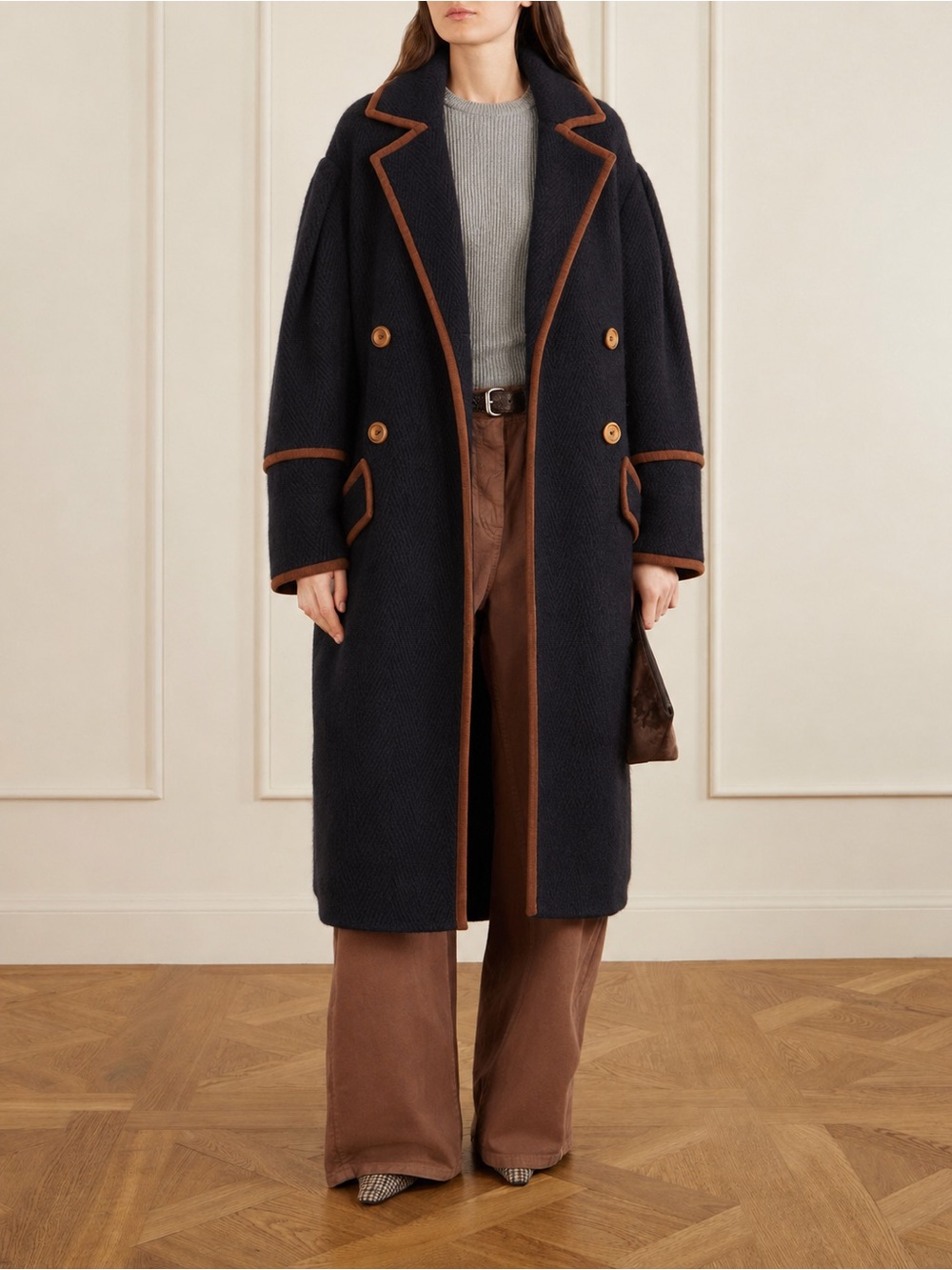 Ulla Johnson Alpaca Wool Georgia Coat Raven Double Breasted Size M
